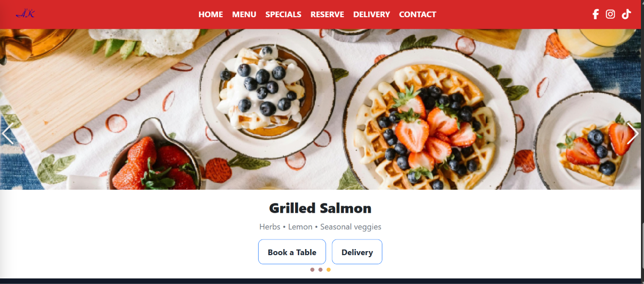 Restaurant booking section